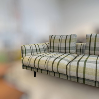 Bielefelder Werkstätten - Sofa Long Island Stoff Edinburgh JA2047-030 Grau Grün Gelb Kariert Füße Metall Schwarz - 2