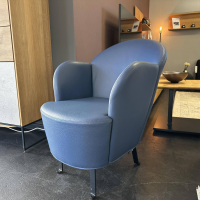 Brühl - Sessel Floret 65801 Leder 5423 060 Blau Gestell Flachstahl Schwarz - 6