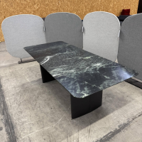 COR - Esstisch Ipa 3222 Platte Stein Tauern Grün Geschliffen Gestell Leder 174 Tabak Braun Grau - 7