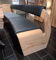 Voglauer - Sitzgruppe Valpin Rindnappaleder Montana Schwarz Gestell Eiche Altholz Naturöl - 2