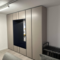 Schönbuch - Cabinet Stripes Pebble 59 Gray And Midnight Blue 51 Blue Gray Lacquered Bench Upholstery Midnight Blue - 4