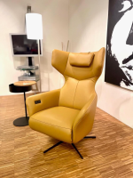 Contur - Relaxsessel Noto Medium Semianilinleder Kurkuma Gelb Sternfuß Schwarz Inklusive Nackenkissen - 3