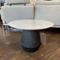 ASCO - Side table Ivy Natural stone top White Polished Solid wood cone Brand oak Black Oiled - 3