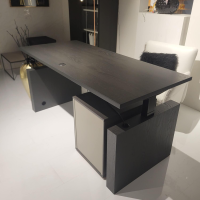 Musterring - Schreibtisch Kara Frame Platte Und Gestell Eiche Graphit Anthrazit Furniert Inklusive Rollcontainer Lack Platingrau - 2