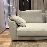 Walter Knoll - Ecksofa Grand Suite Stoff Lino 7707 Shadow Grau Beige Untergestell Massivholz Schwarz Lackiert Inkl. Ablage Leder Saddle Coffee Braun - 17