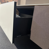 Spectral Smart Furniture - TV Kombination Ameno Korpus Lack Black Schwarz Front Glas Metallic Bronze Und Stoff Carbon Glas Snow Weiß - 7