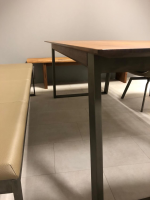 Wimmer - Essgruppe Terso Esstisch Nussbaum Rustikal Massiv 3 Stuhlsessel 1 Bank Leder Colorado Pistazie - 6