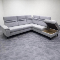 himolla - Ecksofa 2,5-Sitzig 1590 Stoff 10Bahama Ashgrey Grau Kopfteil Manuell Verstellbar Gestell Metall Pulverbeschichtet Anthrazit - 8