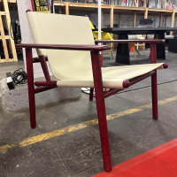 B&B Italia - Sessel Cordoba Kenleder Creme Gestell Esche Cranberry Rot Gefärbt - 8