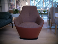 Leolux - Drehsessel Cantate Bezug Innen Stoff 22027 Loft Salak Rot Außen Semianilinleder Senso Rust Rot Fuß Epoxy Nuit Silk Schwarz - 2