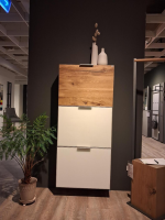 Voglauer - Schuhschrank Valpin Eiche Altholz Absetzung Colorglas Optiwhite Mit 3 Klappen - 3