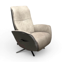 himolla - Sessel 7928 Easy-Swing Stoff/Leder Kombination Stoff Salino Anthrazit Leder Eleganza Grau Sternfuß Edelstahl Inkl. Elektr. Relax-Funktion - 2