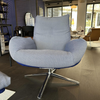 COR - Sessel Cordia Lounge Stoff 10081 Sea Blau Schale Stoff Divina 791 Blau 4-Fuß Gestell Aluminium Poliert Inkl. Hocker - 2
