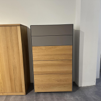 Team 7 - Kommode Außen Eiche Geölt Innen Buche Farbglas Taupe Grau Matt - 6