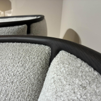 Molteni & C - 2er-Set Sessel Margou Stoff WG411 BI Carta Grau Beige Gestell Eukalyptus Schwarz - 7