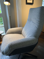 Bielefelder Werkstätten - Sessel Daron Stoff T Normandie Beige Füße Schwarz mit Hocker - 7