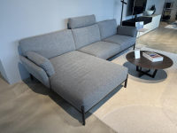 Leolux - Ecksofa Enna Stoff Mondo 007 Piombo Grau Gestell Epoxa Granite Anthrazit Matt Inklusive Kopfstütze - 5