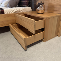 Hülsta - Schlafzimmer Acrea Bett Leder Braun Schwarz Und Strukturbuche Konsolen Mit Schubkästen - 2