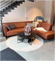 Hülsta - Ecksofa hs.446 Leder 534-44 Signal Braun Füße Aluminium lackiert ohne Dekokissen - 5