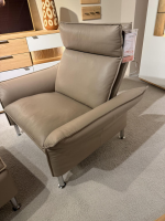 Erpo - Sessel Porto 183 Extra Hoch Leder Stone Braun Füße Hochglanz Inkl. Hocker - 5