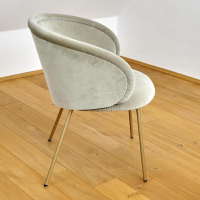 Freifrau - Armlehnstuhl Ona Bezug Stoff Velour Kvadrat Harald 3 143 Goldbeige Beige Stahlgestell Ona Messing ME021 - 13