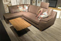 Ponsel - Ecksofa Livingston Stoff 0877 19 Braun Fuß Eiche Geölt Inklusive Kissen - 7