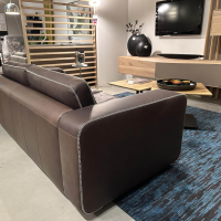 Sitzwerk - Sofa Valentino Leder Gaucho 5 Chocolate Braun Füße Eiche Dunkel - 6
