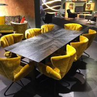 Bretz - Essgruppe Tisch Samurai Burnt Oak mit 8er-Set Cassia Sessel Stoff 659675 Marigold - 14