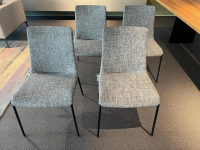 Walter Knoll - 4er Set Stuhl Liz 1302 Stoff Tao 7730 Moonlight 26 Grau Gestell Schwarz Matt Pulverbeschichtet - 4