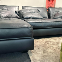Tommy M - Ecksofa Al Jazar Leder Cuba Black Schwarz mit Kissen - 8