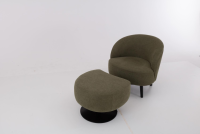 Werther - Sessel Salon Stoff U3334J Grün Füße Holz Schwarz Inklusive Hocker Mit Drehteller Schwarz - 8
