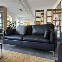 Brühl - Sofa Alba Soft Leder Pearl 5707 10 Schwarz Gestell Winkelfuß Verchromt Inklusive Kissen - 4