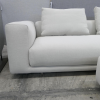 COR - Sofa Moss 74311 Stoff 10120 Greige Grau Beige Füße Verchromt Inklusive Hocker Und Rückenkissen - 3