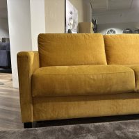 Contur - Schlafsofa Nuoro Stoff 10 7010 Gelb Winkelfuß Metall Verchromt 347 Mit Gelformmatratze - 4