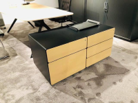 Renz - Schreibtisch Star Eiche Hell Lack Schwarz Untergestell Schwarz Mit Separatem Container - 3