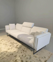 Cassina - Sofa 8 Dreisitzer Stoff Tess Look Bianco Weiß Gestell Canna Fucile mit 2 Daunenkissen und Kopfstütze - 6