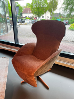 Jori - Relaxsessel Daydreamer Innen Stoff Mumble 13 Pesca Braun Außen Leder Nubuck Macchiato Braun Fuß Metall Matt Beigerot Lackiert - 5