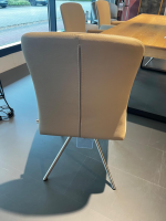 WK Wohnen - 6er-Set Stuhl 701 Leder Toledo Echt Mastic Beige Gestell Viefuß Edelstahl Matt Mit Kunststoffgleitern - 6