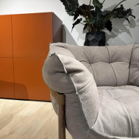 Cierre - Lounge Sessel Donald Leder 5 Nabuk 97 Tortora Braun Grau Gestell Canaletto Walnuss Gebleicht - 6