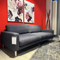 Wagner Living - Sofa Design Stoff 2 Dunkel Grau Blau Fuß Chrom Blau - 7