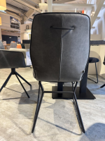Global - 6er-Set Stuhl Dinner Stoff Microfaser Ledo Grau Gestell 1x Stativ Drehbar Metall Schwarz 1x Stativ Fest Metall Schwarz Und 4x  Kufen Eisen Schwarz - 2
