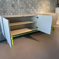 Kettnaker - Sideboard Soma Beton Optik Grau Gestell Rundrohr Leuchtgelb Gelb Grün - 6