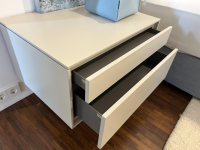 Interlübke - 2er-Set Nachtkästchen Cube Fine Lack Bisquit Matt MDF Grau Wandhängend - 4