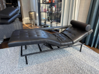 IP Design - Liege Campus De Luxe Leder IP Space Schwarz Gestell Metall Schwarz Mit Abklappbarem Rückenteil - 7