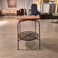 Rolf Benz - Beistelltisch 947 Nussbaum Massiv Ablageplatte Glas Grau Gestell Lackiert Umbragrau - 3