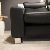 Stressless - Garnitur Space Leder Paloma Schwarz Füße Edelstahl 2 Sofas - 6