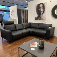 Rom - Ecksofa Cosmo Rindsleder Montana Black Schwarz Füße Stahl Mattschwarz Lackiert Inklusive Kissen - 5