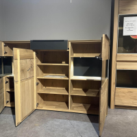 Mondo - Highboard Natur Talvera Asteiche Massiv Gebürstet Bianco Akzent Anthrazit Satiniert - 3