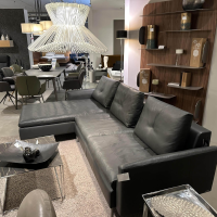 Artanova - Ecksofa Dyo Leder L3162G Silky Grau Fuß Aluminium Matt Gebürstet Mit Wendekissen - 3