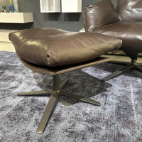 COR - Drehsessel Cordia Lounge Leder Puro Espresso Gestell Feinstruktur Schwarzbraun mit Hocker - 5